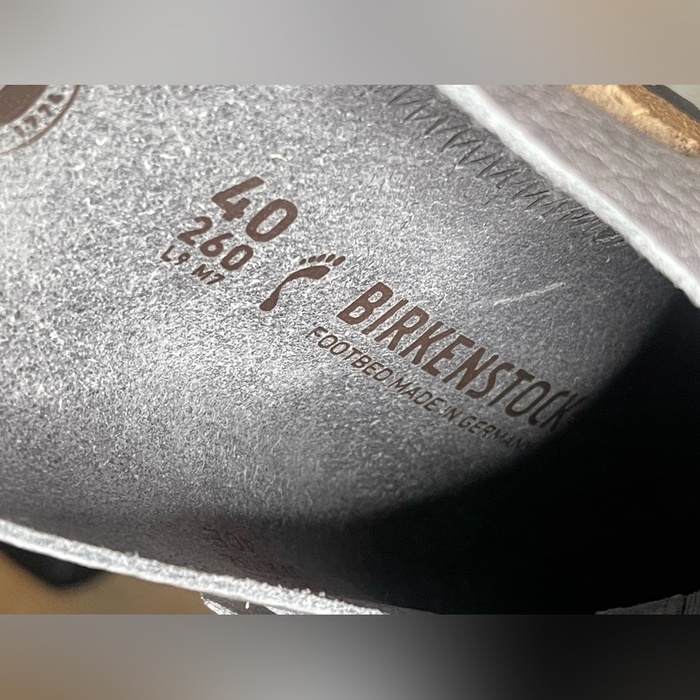 Birkenstock Pebble Gray Leather Clogs - Picture 7 of 11